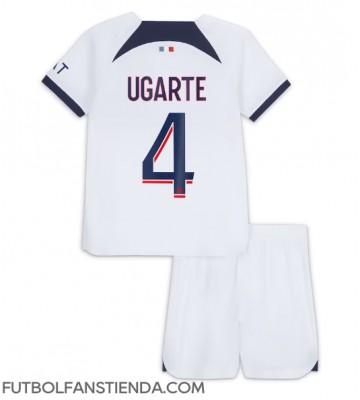 Paris Saint-Germain Manuel Ugarte #4 Segunda Equipación Niños 2023-24 Manga Corta (+ Pantalones cortos)